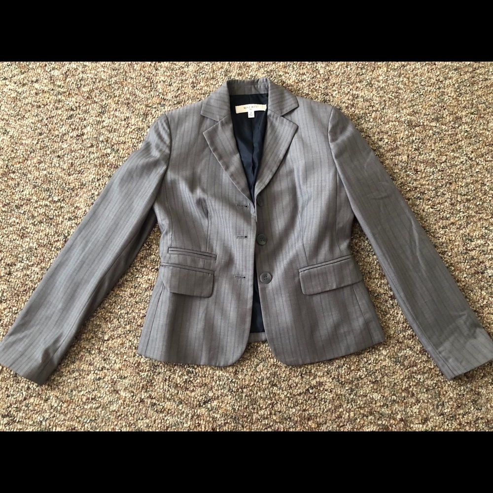 Nine West Gray Pinstripe Blazer-Size 2
